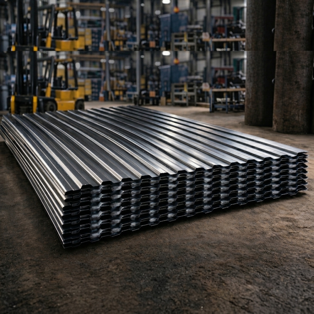 Stack of Corrugated Metal Sheets